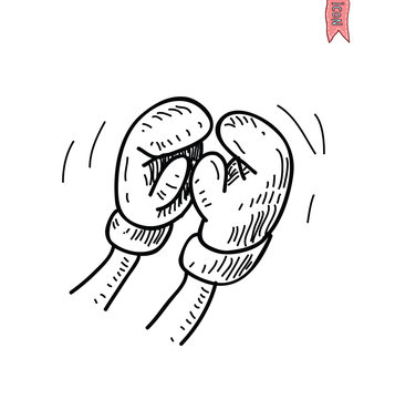 Boxing glove icon, Hand drawn vector illustration.
