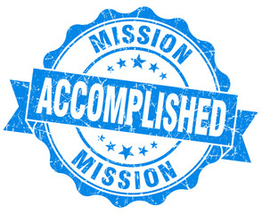mission accomplished blue grunge seal isolated on white