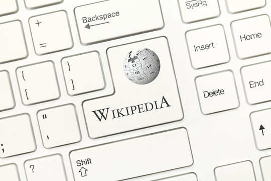 White conceptual keyboard - Wikipedia (key with logotype)