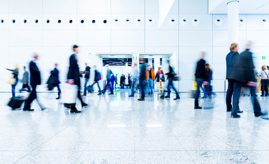 Blurred People at a trade fair