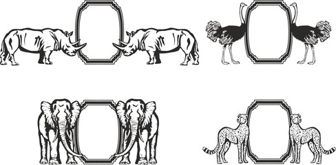 Frame with animals of Africa.