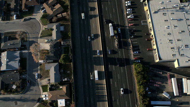 Aerial road traffic highway San Francisco, USA