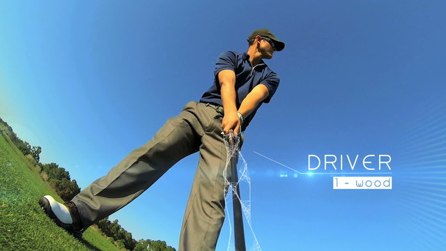 3D video montage professional Caucasian man golf course fitness motion graphics