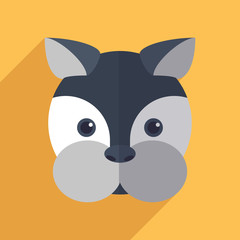 Vector illustration of a cute cat with a long shadow