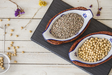 Soybeans and lentils