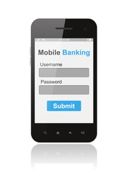 Smart phone with mobile banking login form