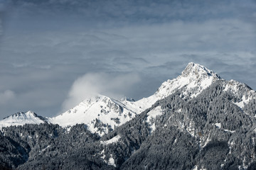 Fototapeta na wymiar rough austrian mountains covered with snow at winter
