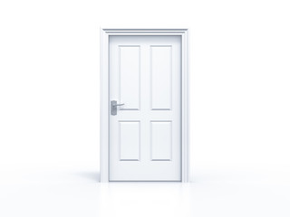 closed door in white background