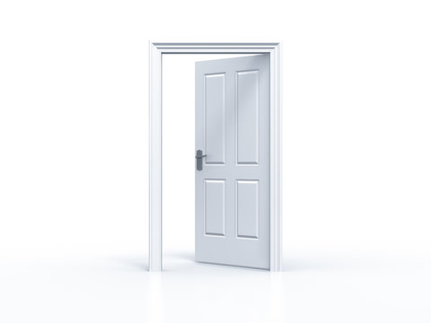 opened door in white background