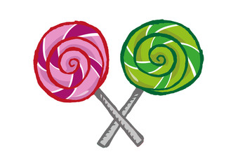 Hand drawn Lollipops in X formation