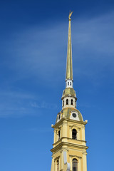 Spire of the Peter and Paul cathedral in Saint-Petersburg