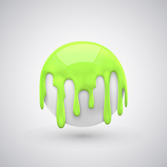 ball with paint drops green.