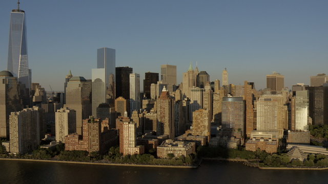 Aerial World Trade Center Manhattan Financial District Hudson River New York 