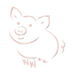 Süßes rosa Schweinchen, Glücksschwein, Neujahr, Silvester, chinesisches Sternzeichen, Vektor, isoliert