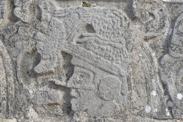 Relief on the wall of the complex Chichen Itza, Mexico.