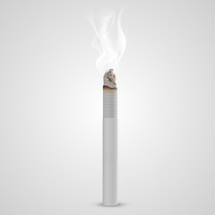 Smoldering cigarette with a smoke. Vector