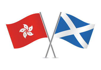 Scotland and Hong Kong flags. Vector illustration.