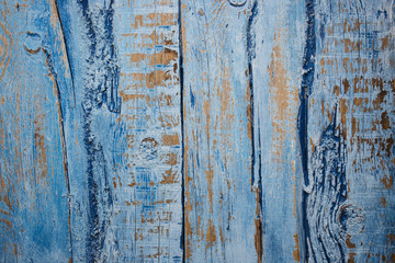 Fototapeta na wymiar Vintage old grunge blue background. Wooden planks.