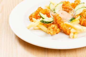 chicken nuggets with french fries