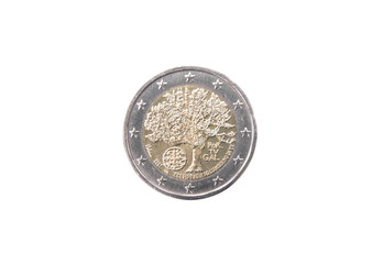 Commemorative coin of Portugal minted in 2007 isolated on white