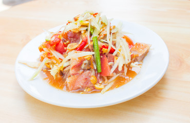 Papaya salad roasted pork