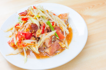 Papaya salad roasted pork