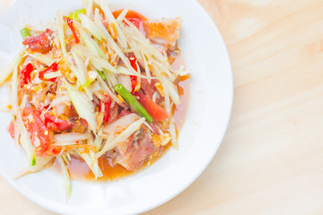 Papaya salad roasted pork