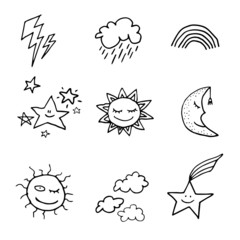Fototapeta premium Doodle style weather icons set