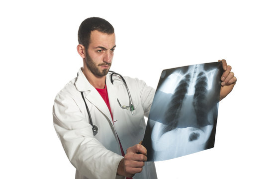 female doctor looking at the x-ray picture of lungs