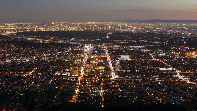 Glendale and Downtown Los Angeles Nightfall