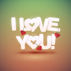 I love you text with hearts