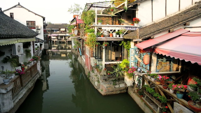 Chinese traditional homes Zhujiajiao water village Shanghai China