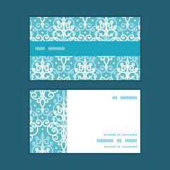Vector light blue swirls damask horizontal stripe frame pattern