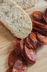Homemade walnut bread with sausage (chorizo)