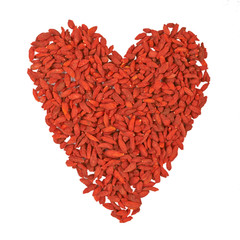Plakat Heart of Tibetan barberry, red berry Goji isolated on white back
