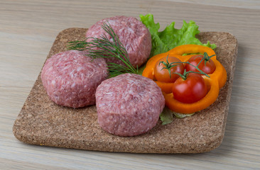 Raw burger cutlet