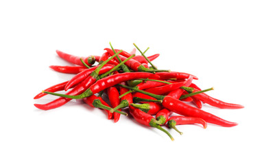 Red Hot chili peppers isolated on white background