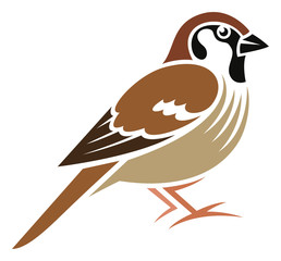 Stylized Bird - Eurasian Tree Sparrow