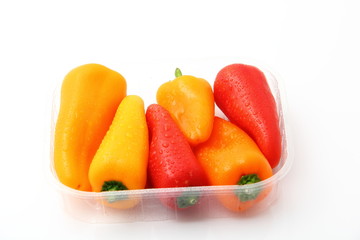 Pimientos gotas agua