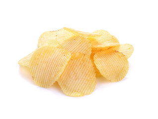 Potato chips on white background