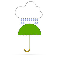 Cloud with an umbrella. Vector.