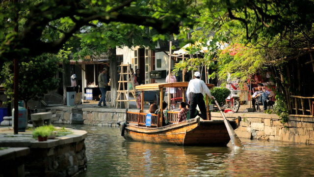 Handmade wooden Chinese boat Zhujiajiao Village Shanghai