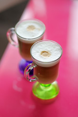 Two glass cups of coffee