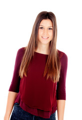 Fototapeta premium Portrait of attractive girl with brown eyes