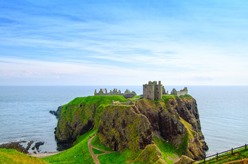 Dunnottar scottish medieval fortress or castle. Highlands of Sco