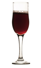 Glass filled with red wine on white background (included paths)