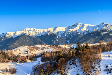 Bucegi mountains(Carpathians) seen from Pestera village,Romania