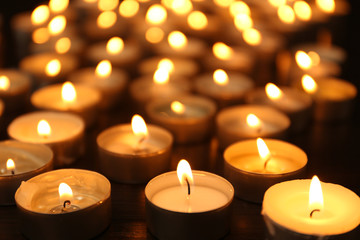 Burning candles close-up
