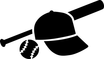 Baseball Bat with Ball and Cap