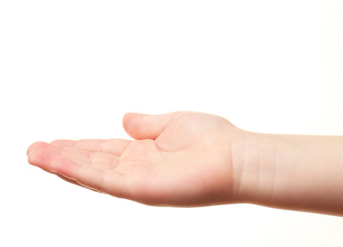 Child hand isolated on white